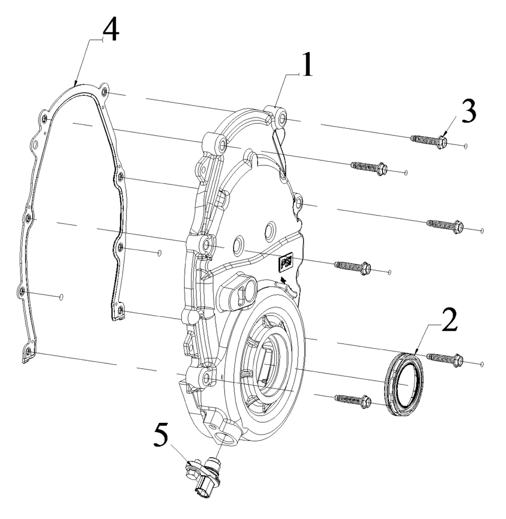 Engine Group - Front Cover Diagram and Parts List for 076830-04  Briggs and Stratton Generator